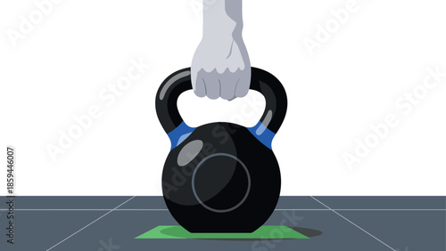 Hand holding kettlebell for gym workout, fitness and strength training