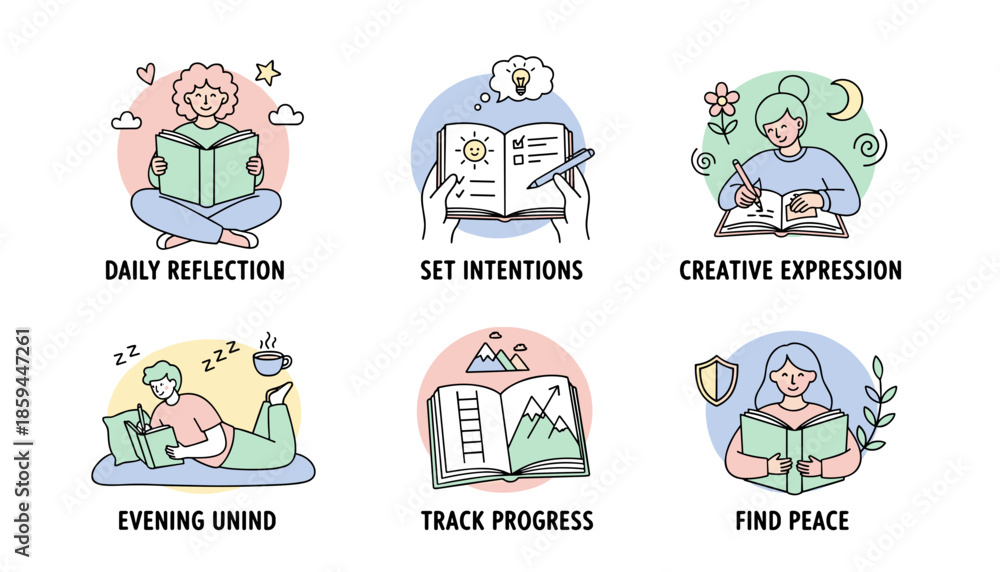 Fototapeta premium Journaling benefits reflection intentions creativity relaxation tracking progress and finding peace