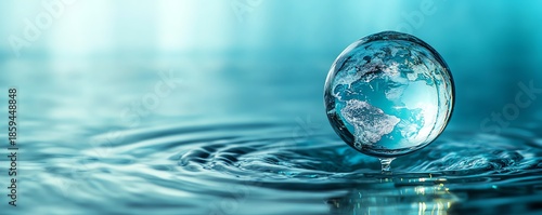 Environmental protection for World Water Day, Earth in the shape of a water droplet, preserving water resources, clean water awareness, sustainable practices, generative AI design