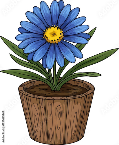 azure oasis bloom a potted illustration of tranquil beauty and creative serenity, vector isolated on transparent background