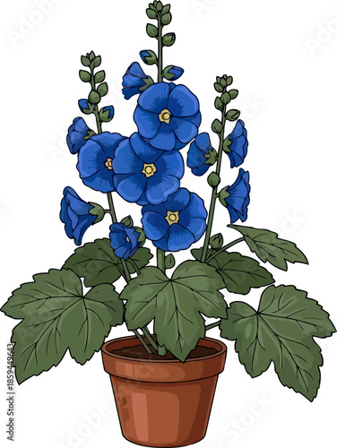 celestial blue garden spire a potted masterpiece of tranquil botanical art, vector isolated on transparent background