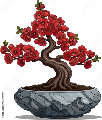 crimson blooms ancient whisper sculpted nature in a stone vessels embrace, vector isolated on transparent background