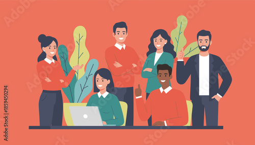 Diverse business team collaborating in a modern office showing success and partnership