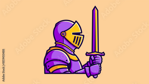 Illustration of a Purple Knight Holding a Sword.