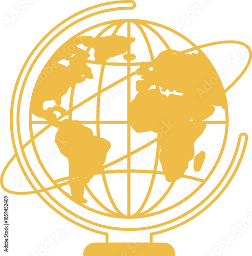 Globe illustration with geographic details
