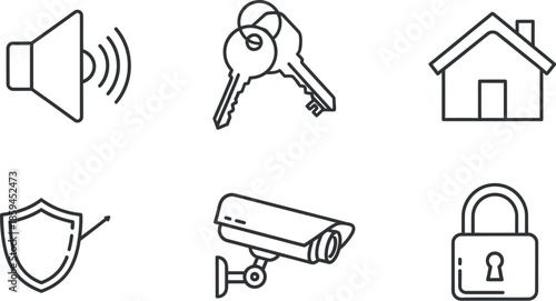 Home security icons representing safety and protection