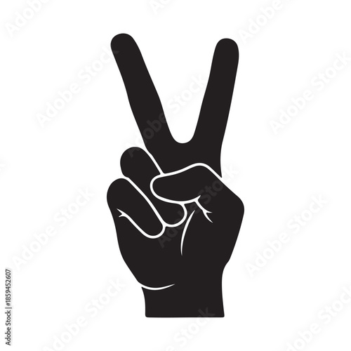 Hand gesture with index and middle fingers forming a V sign isolated on transparent background