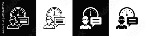 Interaction History Icon Set White Black Background Style
