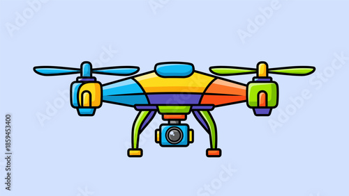 Colorful Cartoon Drone with Camera for Aerial Photography.