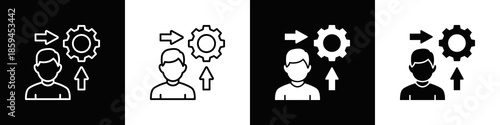 Task Assignment Icon Set White Black Background Style
