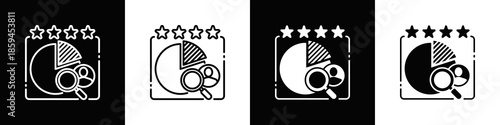 Feedback Analysis Icon Set White Black Background Style