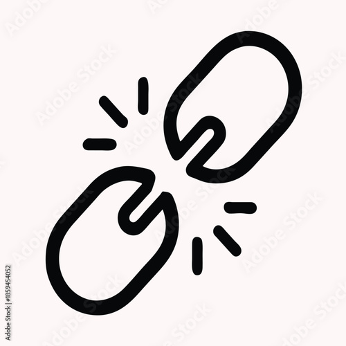 Print  Broken Link Chain Line Icon Symbolizing Lost Connectivity, Disconnection and Network Failure – Minimal Flat Vector UI Icon