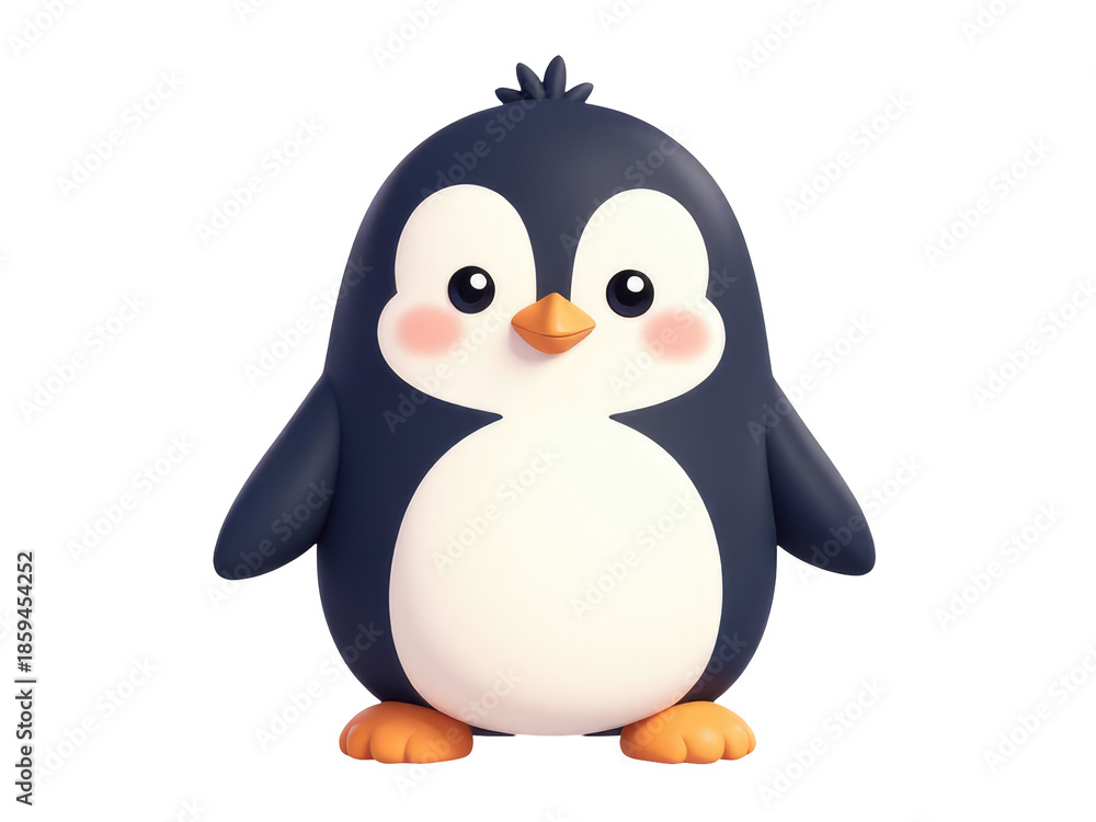 Fototapeta premium A small penguin standing on a white background