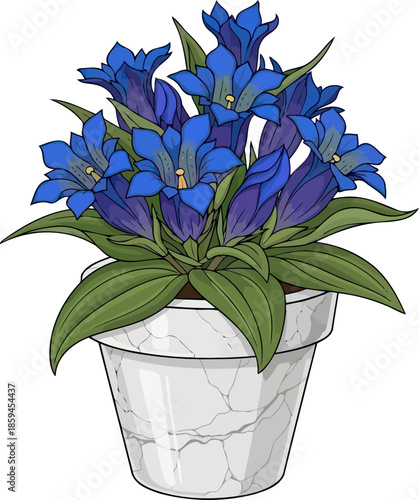 abyssal bloom a potted depth of blue for modern digital landscapes, vector isolated on transparent background