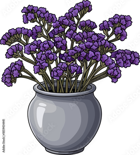 amethyst whispers a charming potted illustration, infusing spaces with poetic grace, vector isolated on transparent background