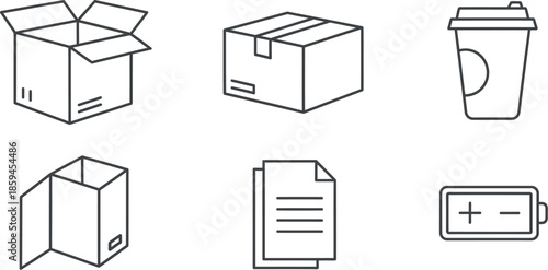 Collection of simple icons for packaging and delivery