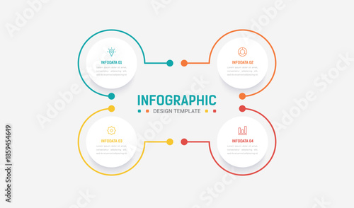 Four Step Infographic element design Vector template for presentation. Business process infographic with four colorful stages. Flat presentation template with four arrows