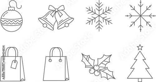 Collection of hand drawn christmas icons and symbols