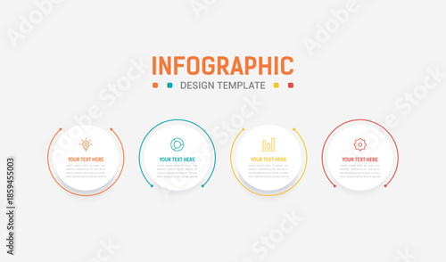 Four Step Infographic element design Vector template for presentation. Business process infographic with four colorful stages. Flat presentation template with four arrows
