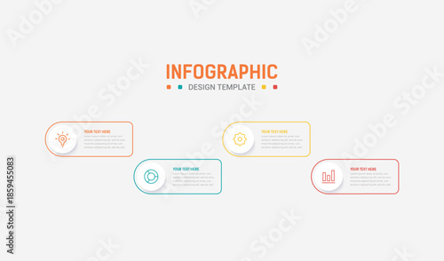 Four Step Infographic element design Vector template for presentation. Business process infographic with four colorful stages. Flat presentation template with four arrows