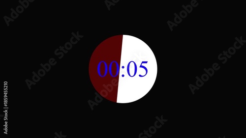 5 Seconds Countdown Timer with Circular Progress Animation on Black Background.