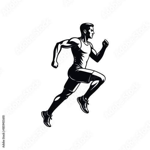 High Pace Male Athlete Running Art