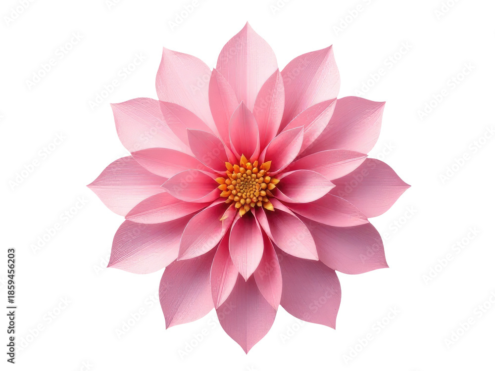 Fototapeta premium A delicate pink paper flower on a clean white surface