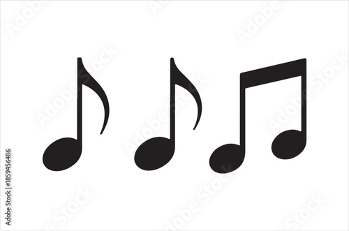 Simple depiction of three musical notes on a plain white background