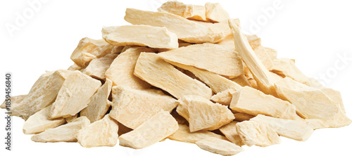 A pile of yellow rectangular shapes made from ginseng powder on a transparent background