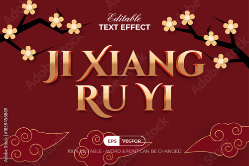 Chinese New Year Text Effect Xin Nian Kuai Le. Editable Text Effect.