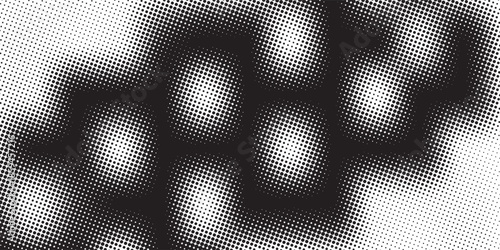 Flowing dots particles wave pattern halftone black gradient curve shape isolated on white background. Vector in concept of technology, science, music, modern.