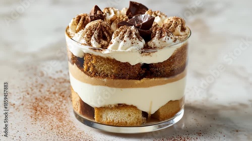 Wallpaper Mural Layered Tiramisu Dessert in Glass Cup, Tiramisu dessert served in a glass cup Torontodigital.ca