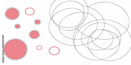 A modern graphic design featuring overlapping circles and geometric shapes