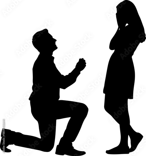 Man kneeling down proposing to a woman Vector