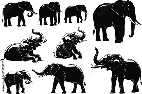 Comprehensive Vector Set of Black Baby Silhouettes Showcasing Various Growth Stages Including Sitting Crawling Standing and Walking for Child Development Design