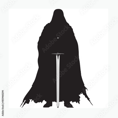silhouette of a knight with a sword