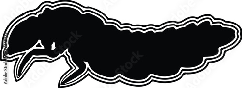 Silhouette abstract cartoonish organic creature with expressive eye and wavy body shape Vector Illustration