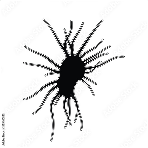 Silhouette Abstract Human Neuron Nerve Cell System Vector Illustration