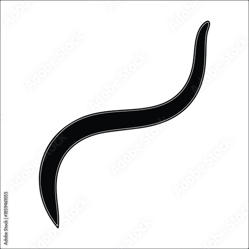 Silhouette Curved Winding Worm Shape Minimalist Black Outline Simple Vector Illustration