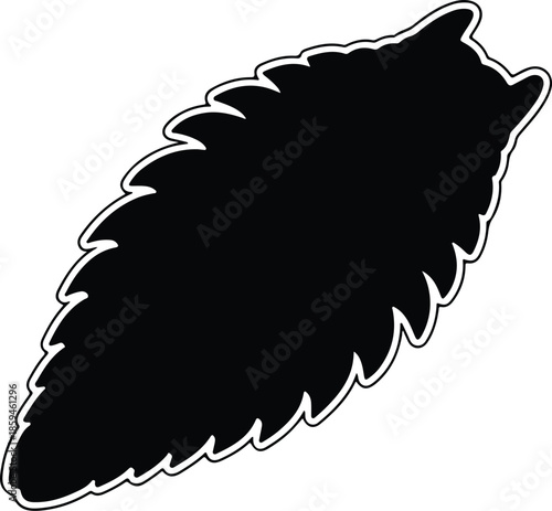 Silhouette Fresh Green Mint Herb Leaf Healthy Aromatic Natural Spice Vector Illustration