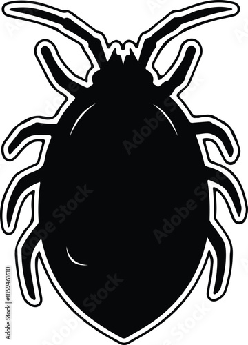 Silhouette Parasitic Tick Insect Pest Black and White Outline Vector Illustration
