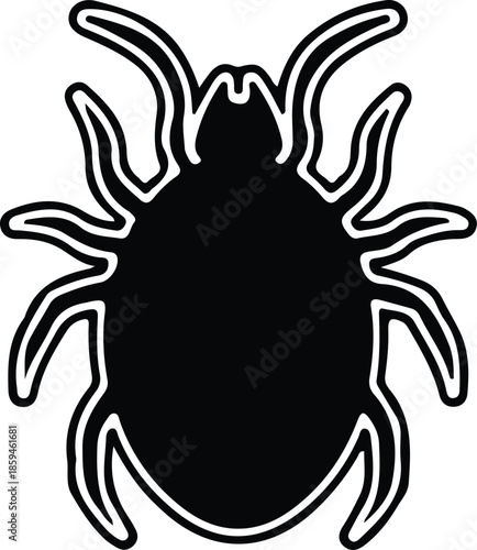Silhouette Simple Black Tick Insect Mite Parasite Outline Icon Vector Illustration