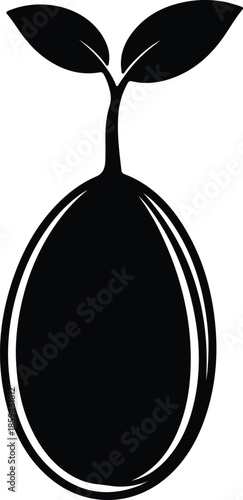 Silhouette Sprouting Seedling Plant Growth Agriculture Icon Vector Illustration