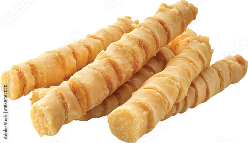Ginseng finger biscuits, white background, isolated image.