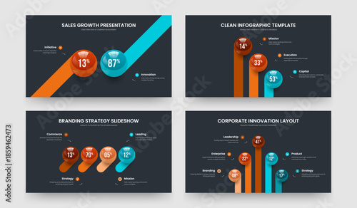 Elegant Growth 2 3 4 5 Option Graph Presentation Template Bundle. Business Solution Two Three Four Five Element Infographic Frame Design Vector Illustration Collection.