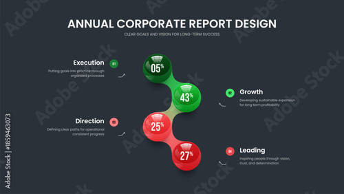 Advertising Briefing 4 Step Graph Slide Template. Investor Portfolio Presentation Design Vector Illustration. Digital Review Four Element Infographic Frame Layout.