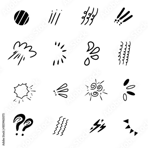 Abstract hand-drawn comic book graphic elements