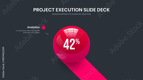 Creative Development One Option Chart Presentation Template. Corporate Briefing 1 Element Graph Slideshow Layout. Clean Review Frame Design Vector Illustration.