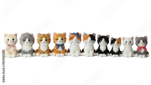 Adorable Plush Cat Toys Collection with Bows and Different Colors