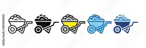 Wheelbarrow  Icon Set Multiple Style Collection